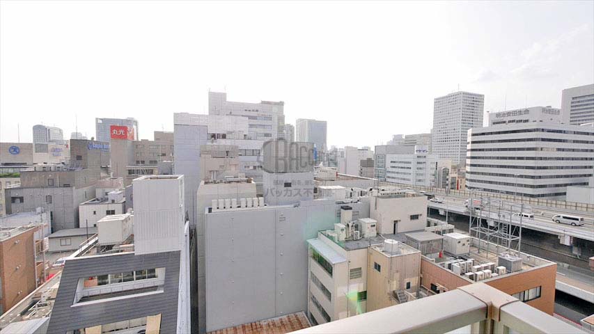 ノーブルコート堺筋本 現地14階西向きの眺望（2016年7月撮影）町